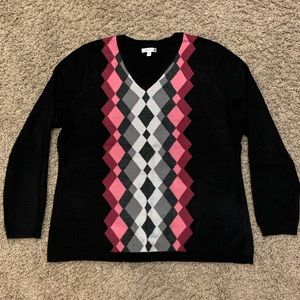 Croft & Barrow Black, Pink, & Gray Sweater XL